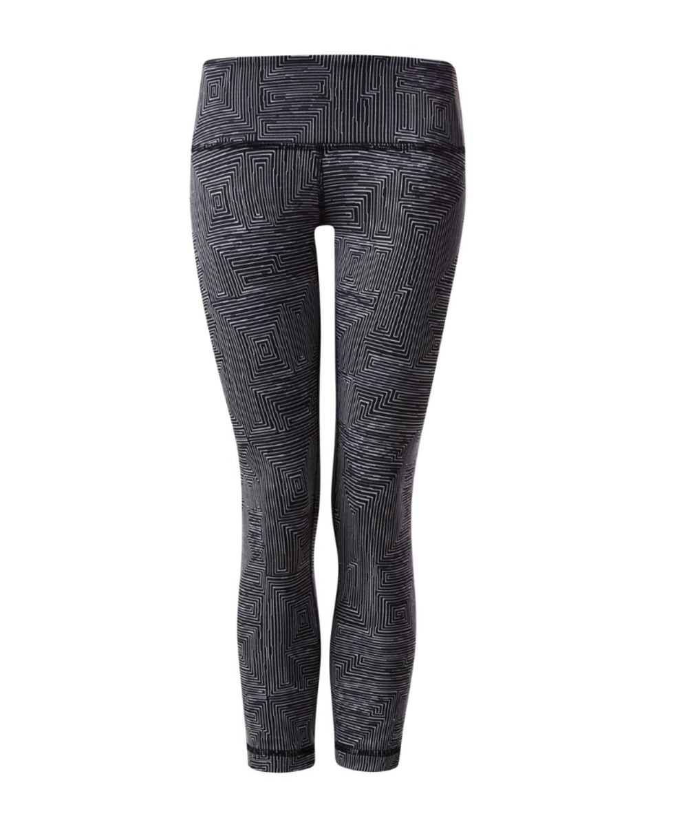 2/50 🍋  Lululemon Wunder Under Crop Leggings Size 6 Maze Jacquard Black White